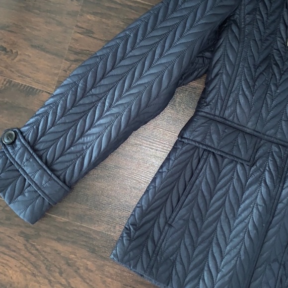 Kate Spade Quilted Herringbone Jacket Navy Blue - Picture 8 of 11